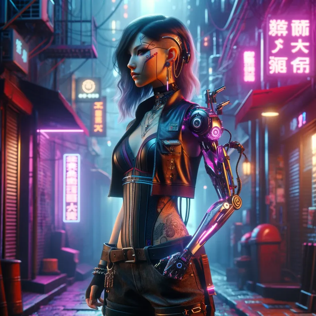 Dall-E image of a cyberpunk character